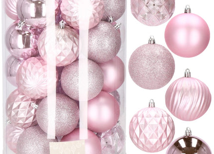 Kerstballen | 30 Stuks | 8 cm | Roze