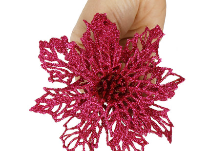 Kunstbloem - Kunststof - Roze - Glitters - 13 cm