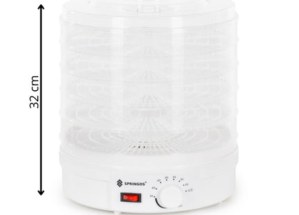 Voedseldroger - Fruit- en kruidendroger -  5 Laags - Metaal - Kunststof -  35°C – 70°C - 15 Liter - 350 Watt