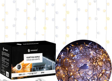 IJspegel Verlichting | 20 m + 2.5 m Snoer | 300 LED | Warm Wit | Koel Wit| Koppelbaar | Flits