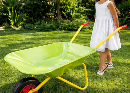 Kinderkruiwagen - Kruiwagen - Hoogwaardige kwaliteit - Kinderspeelgoed - Metaal/Kunststof - Lime/Rood