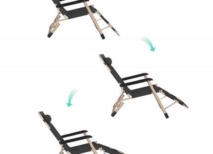 Tuinstoelen | Ligstoel | Ligbed | Verstelbaar | Hoofdsteun | 2 Stuks | Zwart/Crème