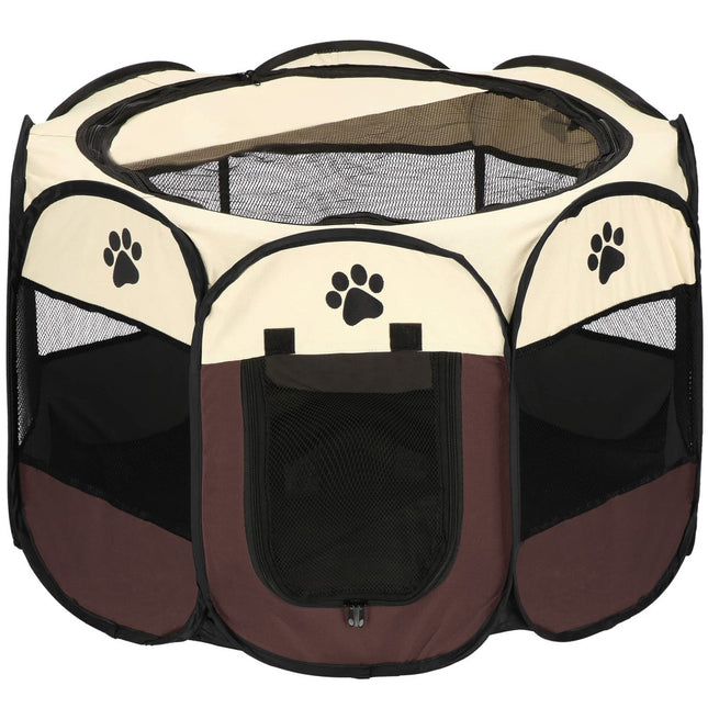 Puppyren | Hondenren | Opvouwbare dierenren | 81 cm | Bruin/Zwart/Beige