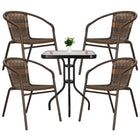 Tuinset | Balkonset | Bistroset | 3-Delig | Tafel + 4 Stoelen | Zwart/Bruintinten