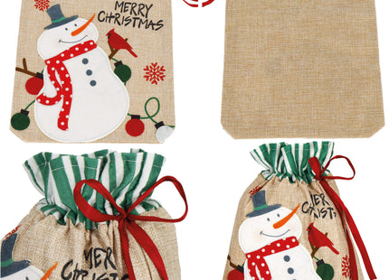 Kerstzak | Cadeautas | Sneeuwpop | 28 x 21 cm