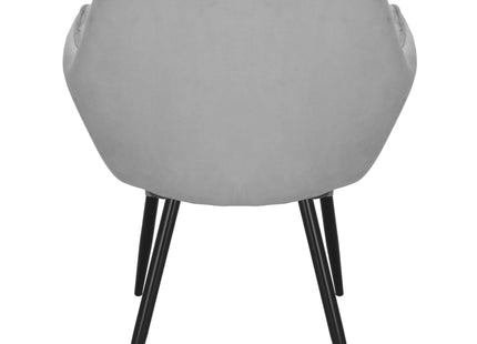 Stoel - Gestoffeerd - Fluwelen - Metaal - Woonkamer - Keuken - Eetkamer - Interieur - Grijs