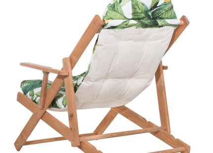 Houten Ligstoel - Ligbed - Met Kussen - Verstelbaar - Weersbestendig - Groen - Grenenhout - 90 x 71 x 103 Cm
