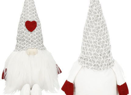 Kerstkabouter - Gnome - Gnoom - Kerstversiering - Zittend - Wit - 40 cm