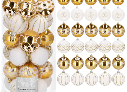 Kerstballen | 30 Stuks | 5 cm | Goud/Wit