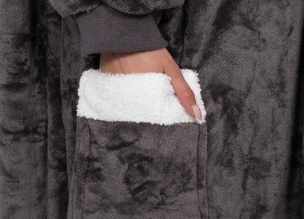 Oversized Fleece Deken/Trui - Oversized Deken - Oversized Trui - Hoodie - Capuchon - Donkergrijs