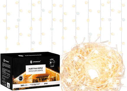 IJspegel Verlichting | 12 m + 2.5 m Snoer | 300 LED | Warm Wit+ koel wit flits | Koppelbaar | Flits