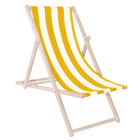 Ligbed | Strandstoel | Ligstoel | Verstelbaar | Beukenhout | Handgemaakt | Geel/Wit