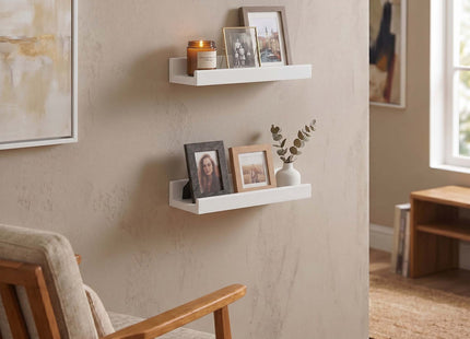 Wandplank - Boekenplank - Ophangbaar - Kruidenplank- Wit- Grenenhout - 10 Kg - 30 cm - 2 Stuks