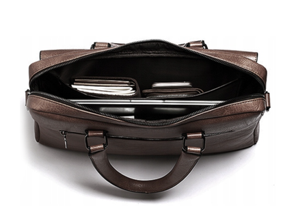 (BALT-AKT-001-01) Baltan Leren Aktetas - Laptoptas - Tot 16 inch - Donkerbruin - 10L - 38 X 29 X 10 CM