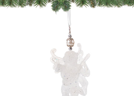 Kersthanger | Engel | Kerstboomhanger | Wit | Glitters | Kunststof |13 cm