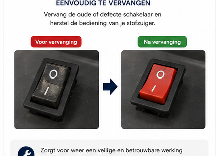 SQOON® Dubbelpolige rode schakelaar geschikt voor Numatic – Vervanger voor 220552