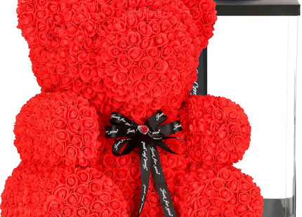 Rozen Beer | Rozenbeer | Rose Bear | Rozen Teddybeer | Liefde | Inclusief Giftbox | 68 x 50 x 48 cm | Rood / Zwart