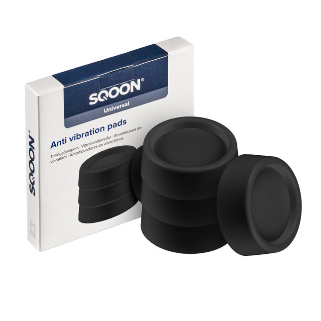SQOON® Trillingsdempers – 4 stuks | Voor onder je wasmachine of droger | ZWART