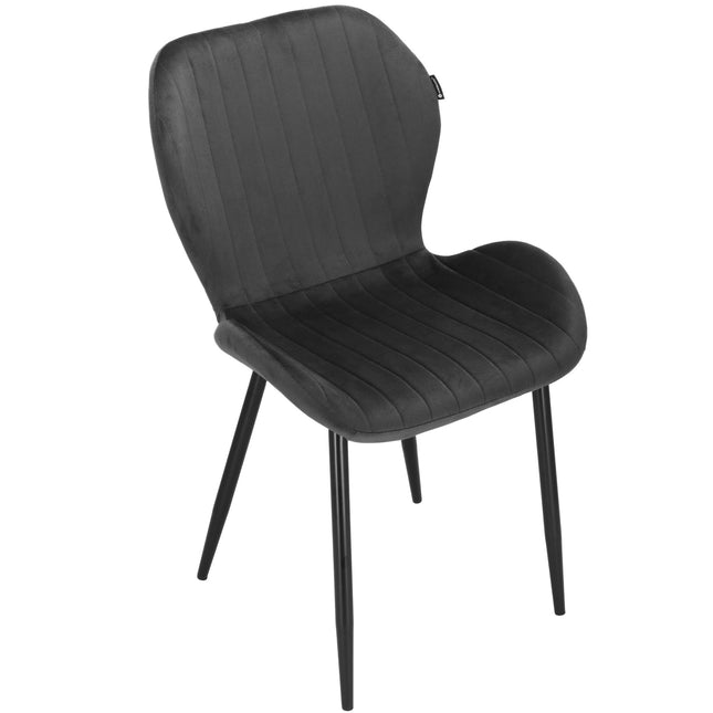 Stoel - Gestoffeerd - Fluwelen - Metaal - Woonkamer - Keuken - Eetkamer - Interieur - Zwart