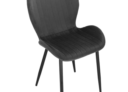 Stoel - Gestoffeerd - Fluwelen - Metaal - Woonkamer - Keuken - Eetkamer - Interieur - Zwart