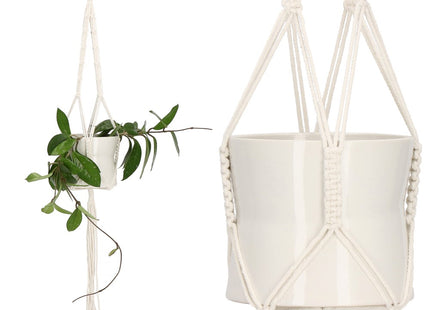 Plantenhanger - Plantenhanger Macrame - 90 cm - Wit