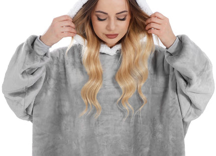 Hoodie Deken - Deken Met Mouwen - One Size - Grijs