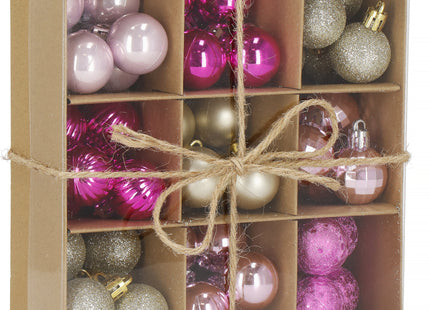 Kerstballen | 54 Stuks | 3 cm | Roze/Goud