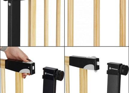 Traphekje | 75 - 124 cm | Traphek | Veiligheidshekje | Metaal | Hout | Zwart/Bruin