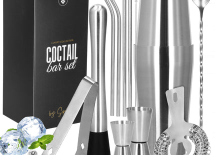 Cocktail Set | 14-Delige Cocktail Shaker Set | Bartenderset  | RVS | Zilverkleurig | 750 ML