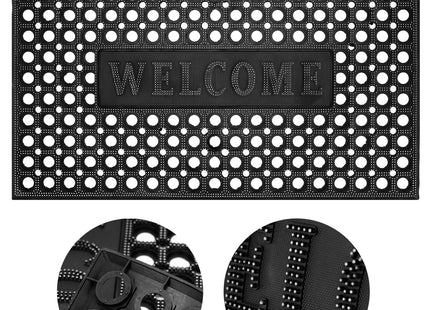 Deurmat - Buitenmat - Droogloopmat - Anti -Slip - Welcome - Grafiet - 45 x 75 Cm