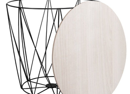 Salontafel | Salontafel Rond | Bijzettafel | 1 Stuk | 30,5 cm | Zwart/Licht Hout