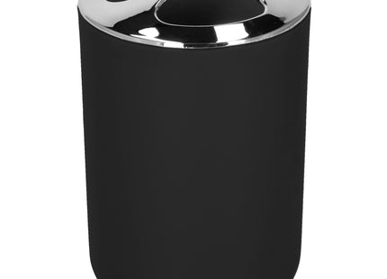 Badkameraccessoiresset - Prullenbak - Toiletborstel - Zeepdispencer - Tandenborstelbeker - Zeepbak - Mok - Zwart