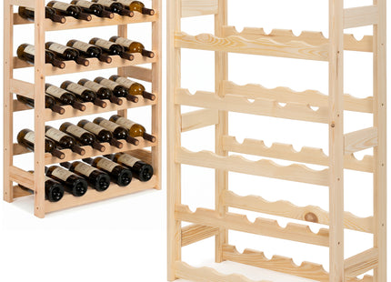 Wijnrek - Wijnrek voor 30 Flessen - Glazenrek - 53 x 25 x 86 Cm - 60 KG - Grenenhout
