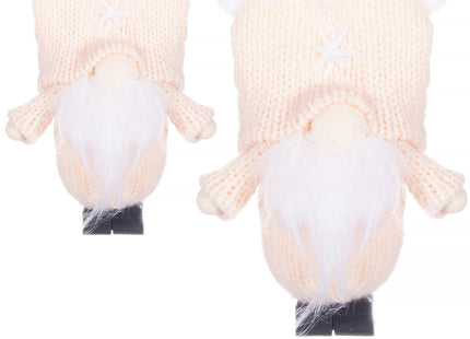 Kerstkabouter -  Kersthanger - Kerstdwerg - Kerstversiering - Crème - 8 cm