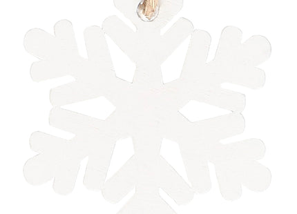 Kerstversiering | Kerstdecoratie voor binnen | Kersthanger | Sneeuwvlok | Hout | 6 Stuks | 4 cm