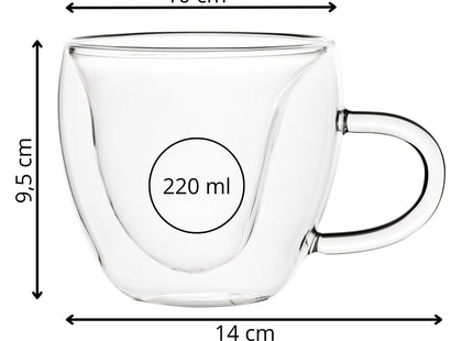 Dubbelwandig glas - Thermisch glas - Koffieglas - Thee glas - Warme en Koude dranken -220 ML