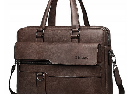 (BALT-AKT-001-01) Baltan Leren Aktetas - Laptoptas - Tot 16 inch - Donkerbruin - 10L - 38 X 29 X 10 CM