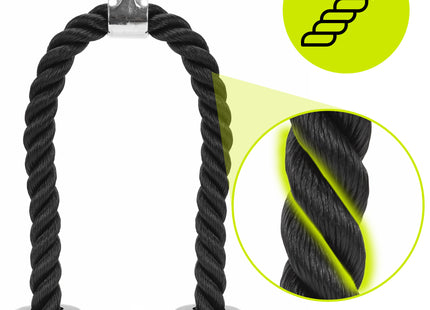 Triceps Touw | Triceps Rope | Roeigreep | Fitness Accessoires | Zwart