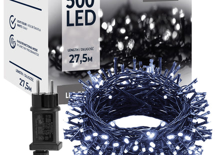 Kerstverlichting | 27,5 m | 500 LED | Koud Wit | 8 Lichtfuncties