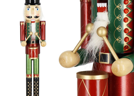 Notenkraker Kerst | Houten Soldaat | Kerstversiering | Groen/Rood | 90 cm