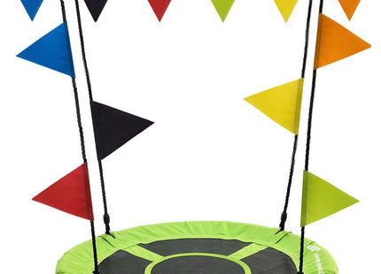 Nestschommel | Schommel Kinderen | Kinderschommel | Maximale Belasting 200 kg | Inclusief Vlaggetjes | Zwart/Groen