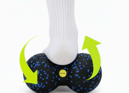 Massage Bal | Triggerpoint Bal | Peanut Ball | Lacrosse Bal | Massage | Blauw/Zwart | 16 cm