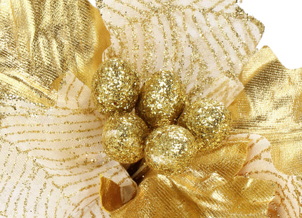 Kunstbloem - Kunststof - Goud - Glitters - 26 cm