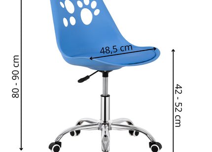 Kinder Bureaustoel - Draaibaar - Metalen Onderstel - Kunststof - Blauw - 120 kg