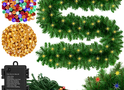 Kerstslinger | 270 cm | Lichtgevend | Multicolor | Warm Wit | 50 Led