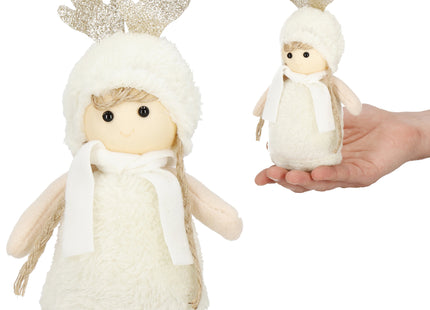Kerstdame - Kerstversiering - Witte Rendierkabouter - 20 cm