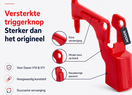 SQOON® - Dyson Trigger - Aan/uit knop - Rood