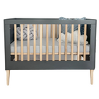 Baby Bed - Massief Eiken -  Verstelbaar - Inclusief Matras - Grijs / Naturel - 120 x 60 CM