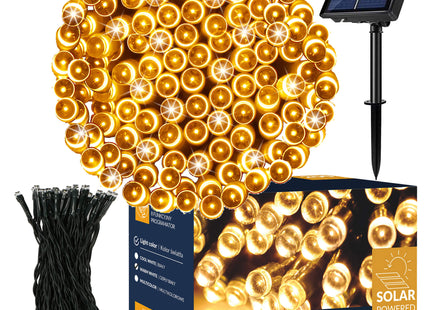 Kerstboomverlichting | met 200 LED Lampjes | 22 M | Warm Wit | Zonne-energie | Indoor | Outdoor