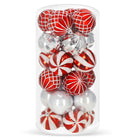 Kerstballen | 24 Stuks | 6 cm | Zilver/Rood/Grijs
